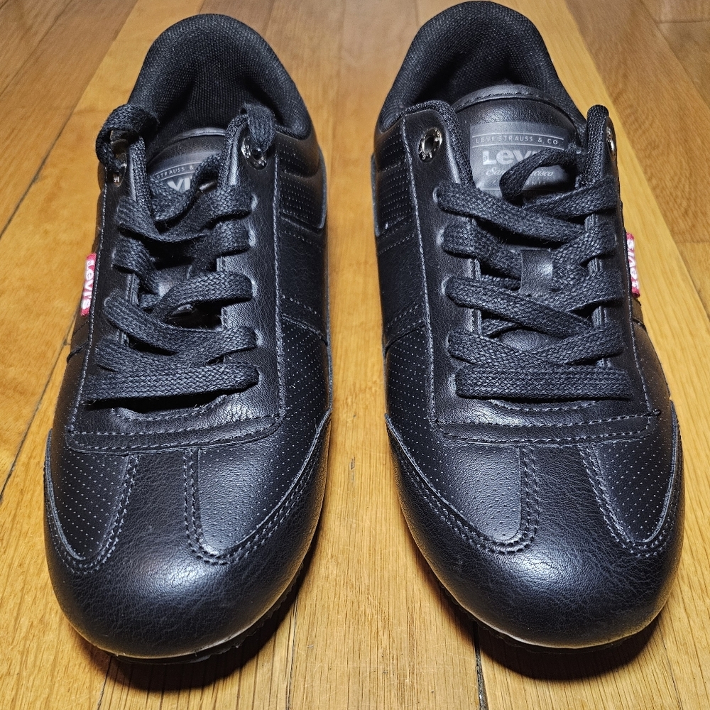 Levi Strauss Levi's Black Faux Leather Comfort Low Top Sneakers Mens Size US 8.5